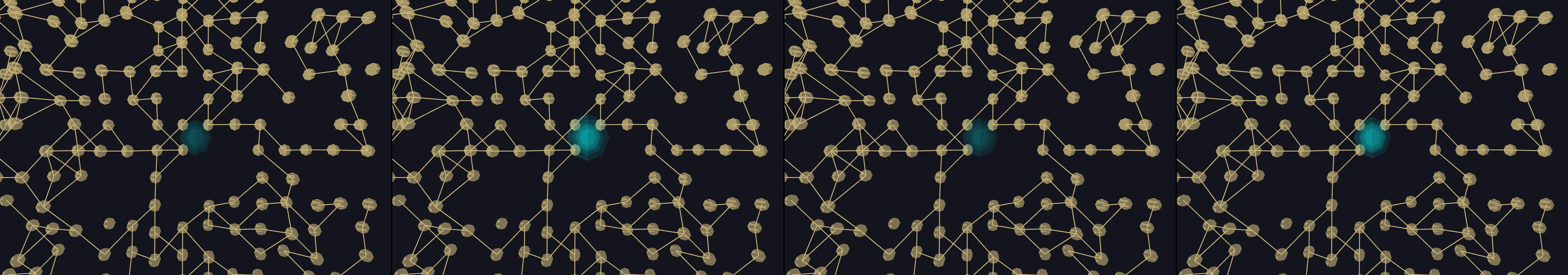 four frames from UFO landing in a corn field under a synthetic pointer