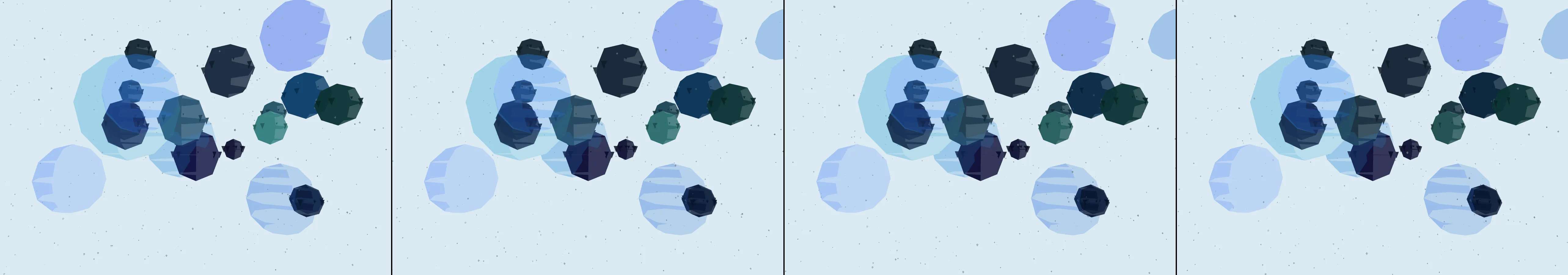 four frames from draw an alpine landscape. clicking causes an avalanche. under a synthetic pointer