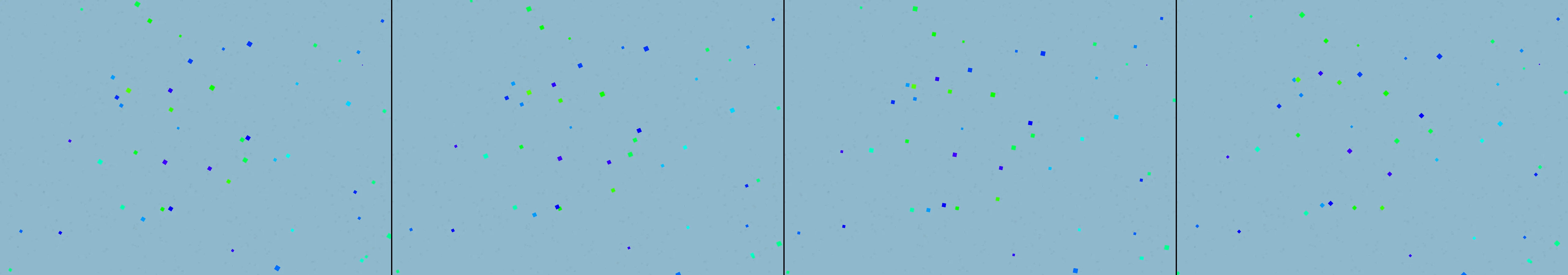 four frames from jigsaw puzzle under a synthetic pointer