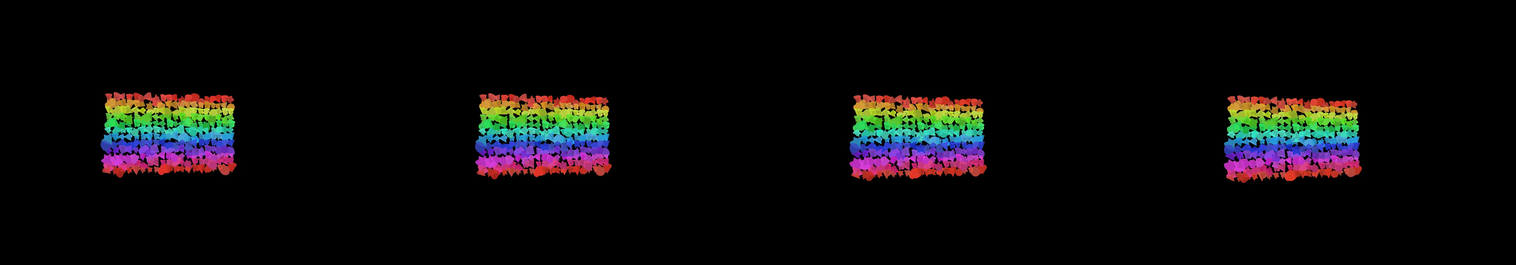 four frames from the periodic table of elements under a synthetic pointer