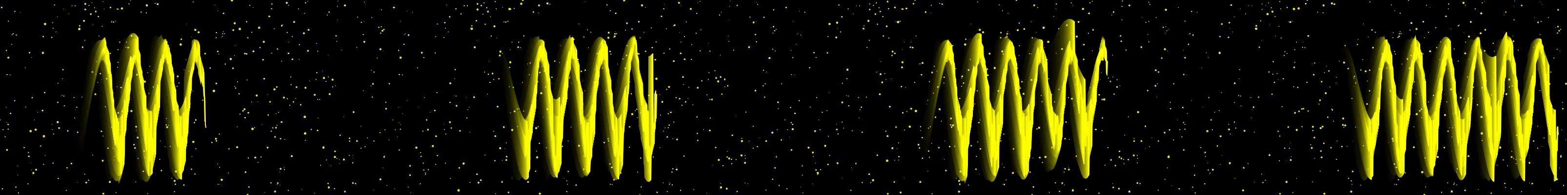 four frames from EKG patterns under a synthetic pointer