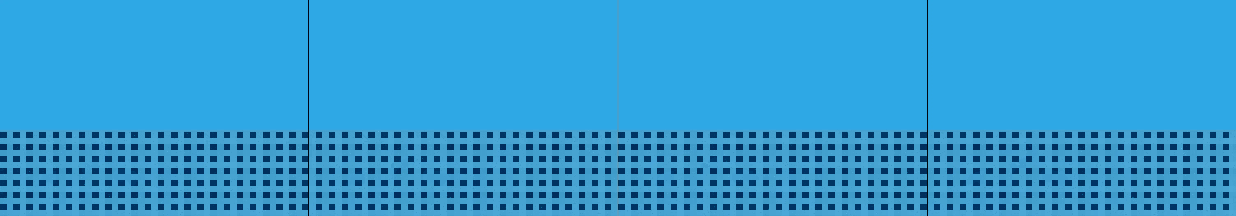 four frames from recreate the famous Window 95 desktop background under a synthetic pointer