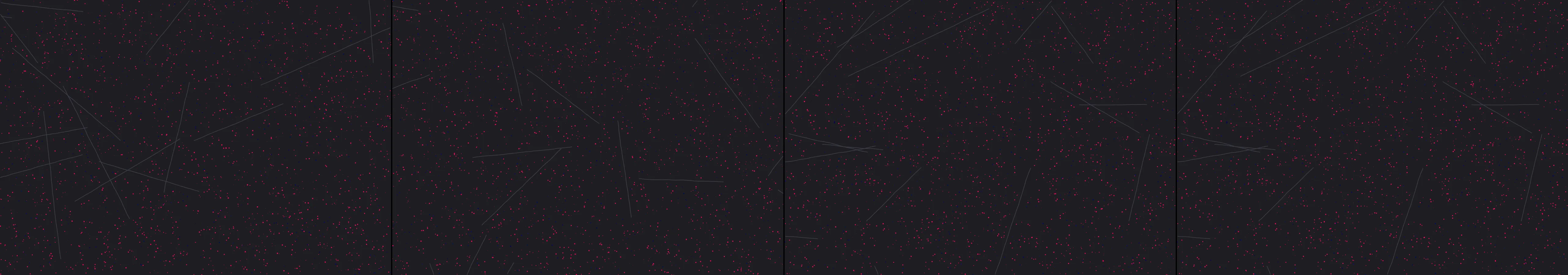 four frames from use math to render the pattern of a polished granite countertop under a synthetic pointer