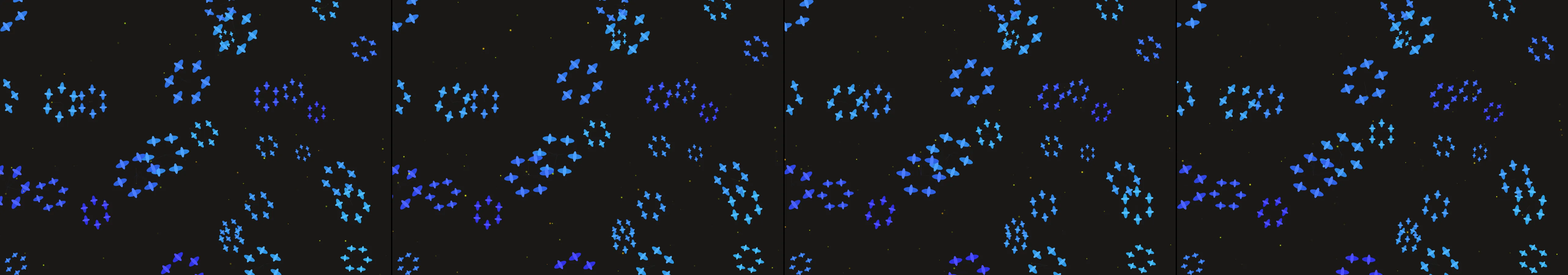 four frames from hot air balloons under a synthetic pointer