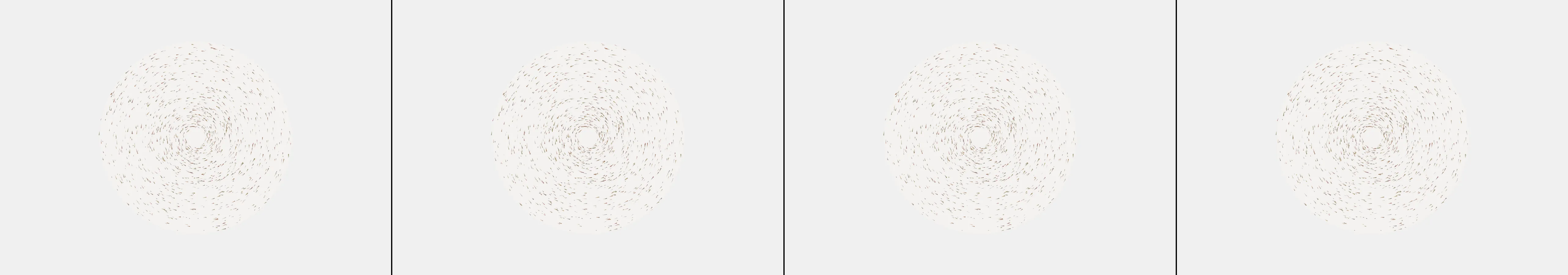 four frames from supergraphics from 1975 under a synthetic pointer