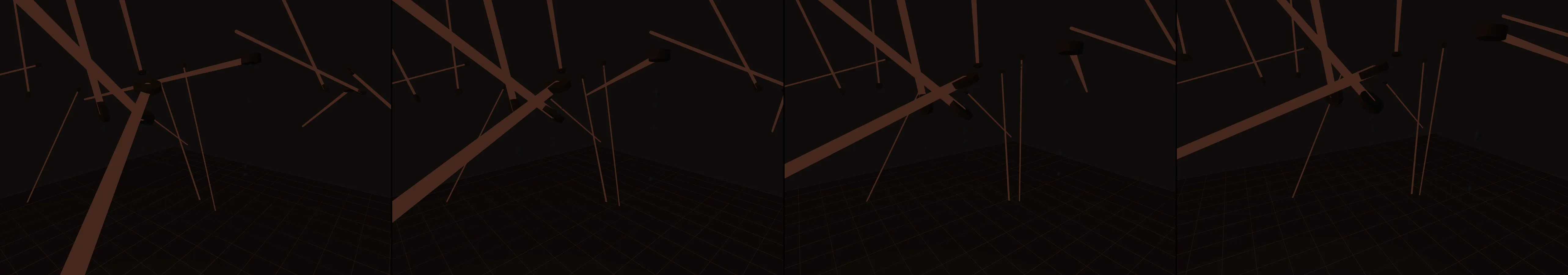 four frames from curious photos framed in floating octagons against a background of liminal space under a synthetic pointer