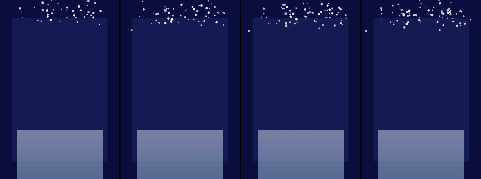 four frames from water coming to a boil under a synthetic pointer