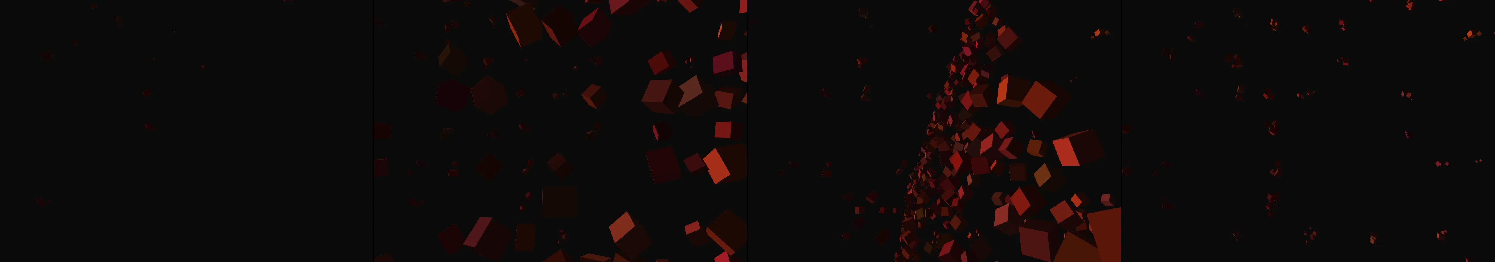 four frames from Render a perspective from within New Babylon, the visionary, speculative architectural project developed by Dutch artist and Situationist Constant Nieuwenhuys between 1956 and 1974 under a synthetic pointer