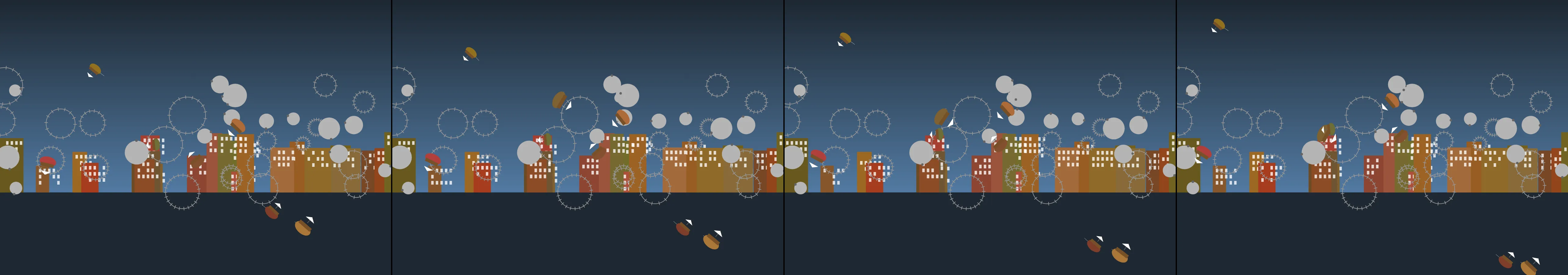 four frames from Ship of fools, sail away from me under a synthetic pointer