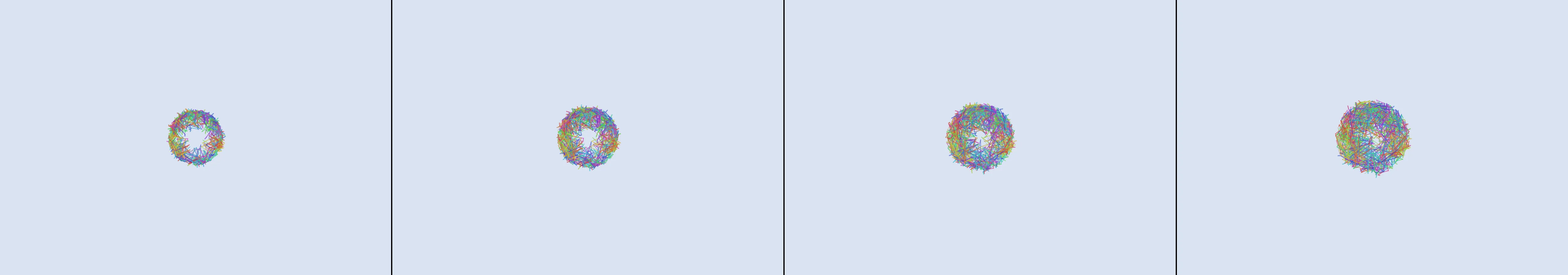 four frames from recreate the famous Window 95 desktop background under a synthetic pointer