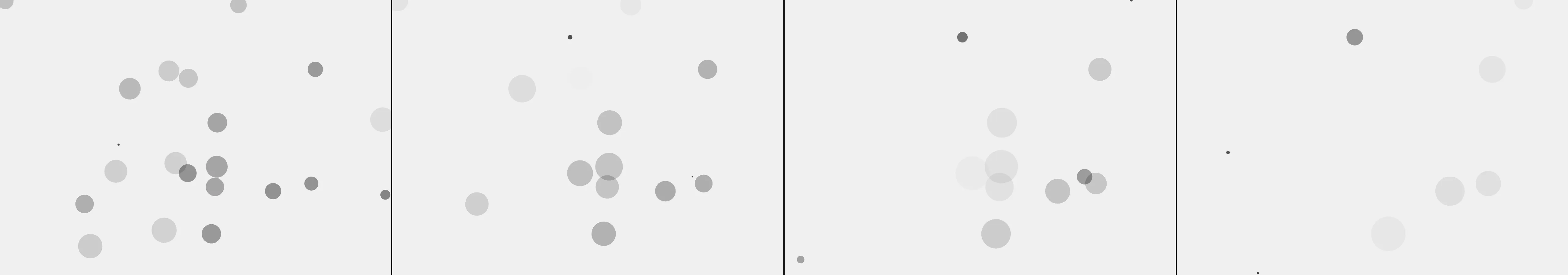 four frames from a clock with no numbers that still tells the time under a synthetic pointer