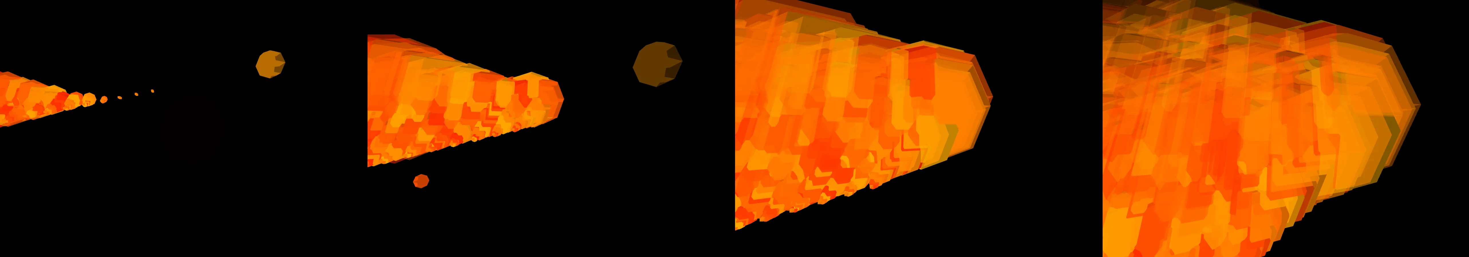 four frames from take the viewer inside an operating printing press under a synthetic pointer