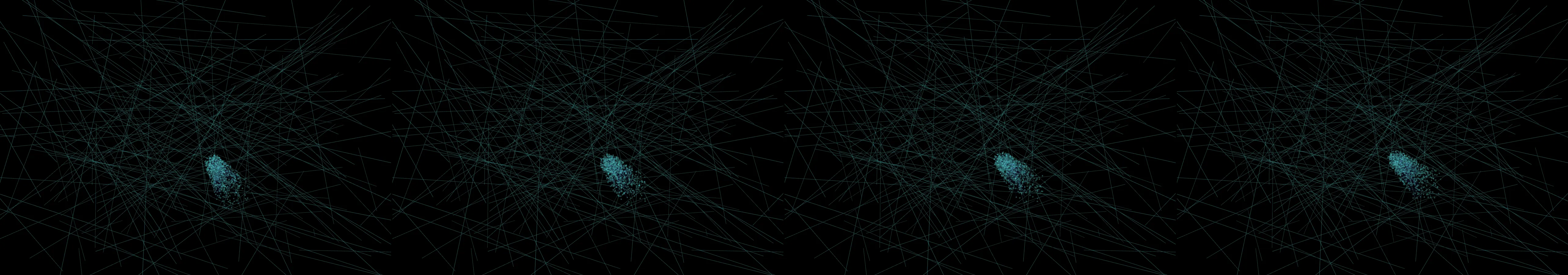 four frames from animate your interpretation of the song "A Love Supreme" by John Coltrane under a synthetic pointer