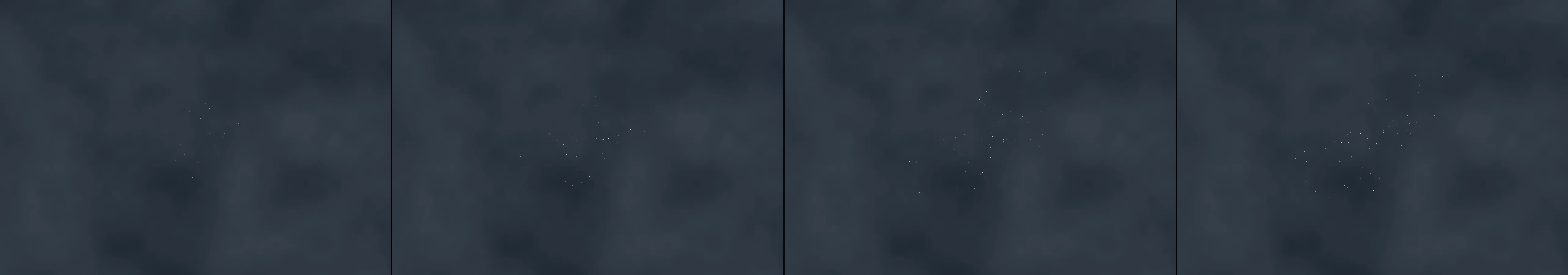 four frames from Click anywhere to drop a pebble that chimes a soft tone and sends a ripple. under a synthetic pointer
