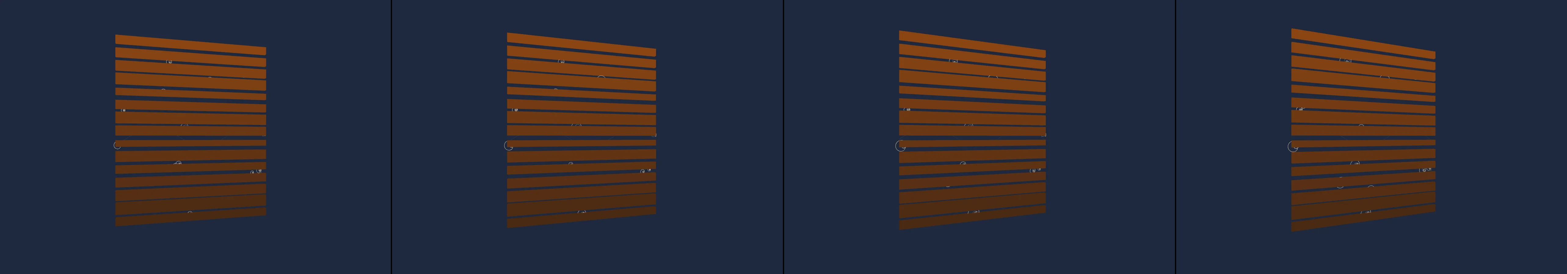 four frames from architectural blueprint under a synthetic pointer