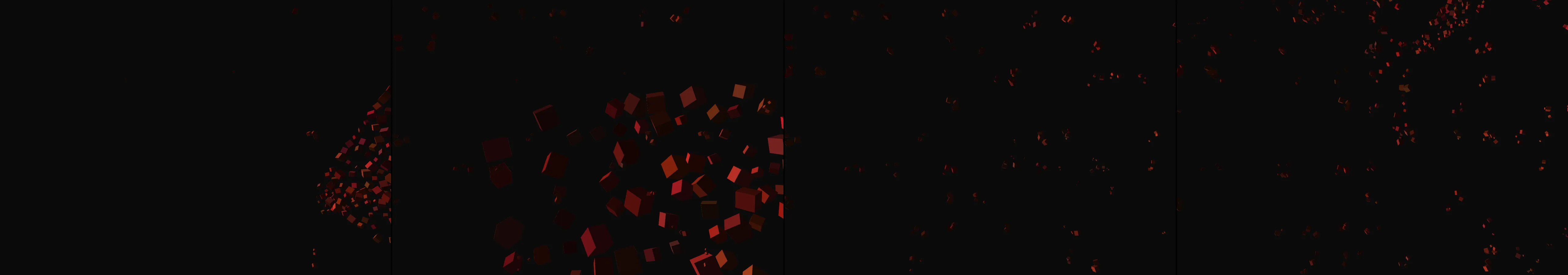 four frames from Render a perspective from within New Babylon, the visionary, speculative architectural project developed by Dutch artist and Situationist Constant Nieuwenhuys between 1956 and 1974 under a synthetic pointer