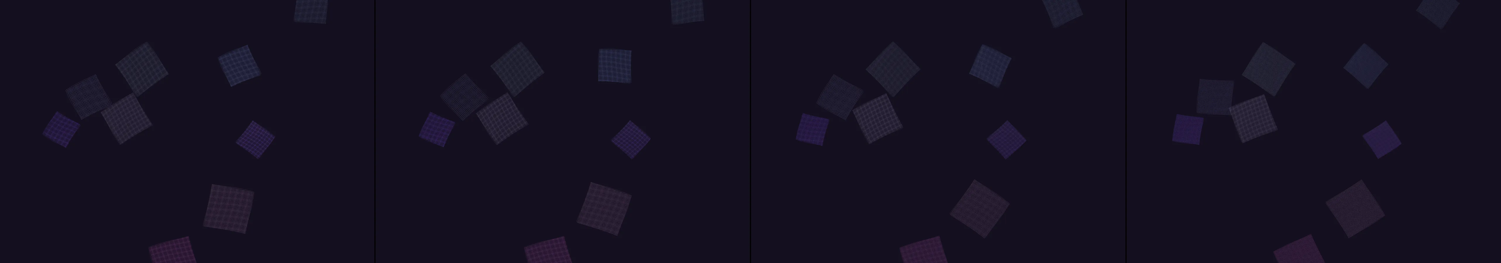 four frames from liminal dreamscape architectures under a synthetic pointer